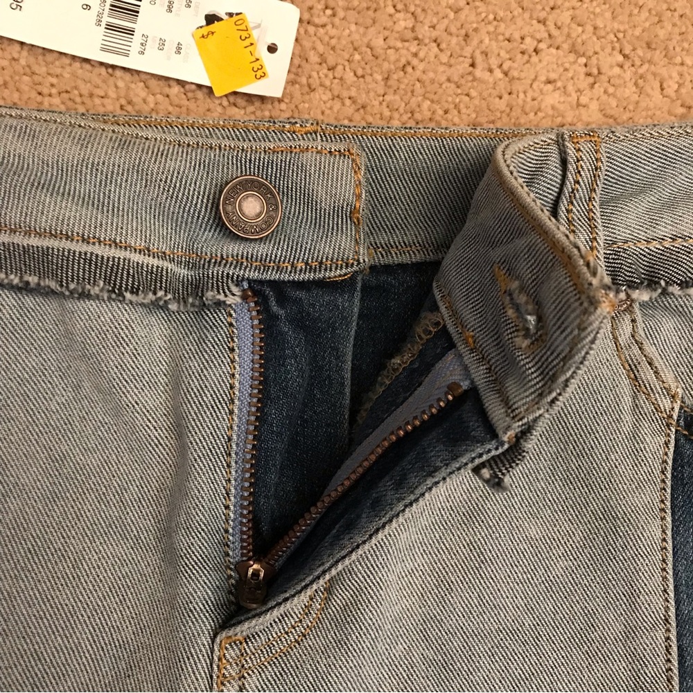 Soho Color Block Denim Skirt NEW Womens Size 6 Blue Distressed Raw Hem - Picture 4 of 13